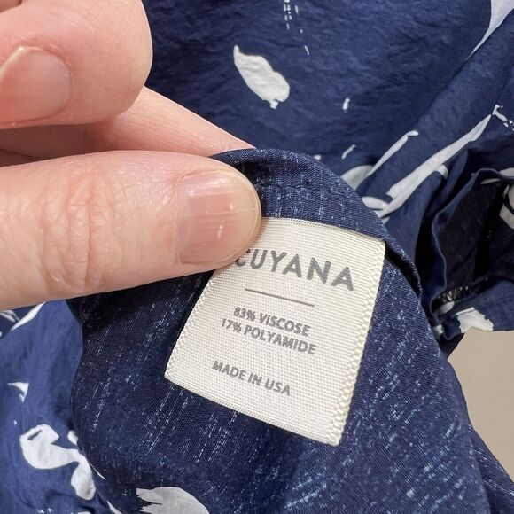 Cuyana Women’s Blouse Size L Blue White Adjustable Lagenlook Artsy Airy Coastal - Picture 4 of 8